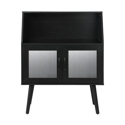 Oikiture Sideboard Buffet Cabinet with Open Shelf, Glass Doors and 2 Tier Storage Cabinet Coffee Bar Table-Sideboards-PEROZ Accessories