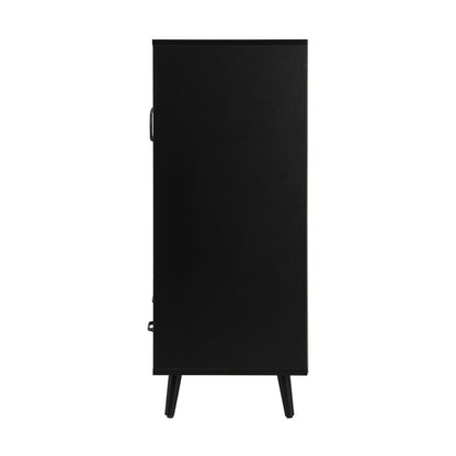 Oikiture Sideboard Buffet Cabinet with Pull Up Drawers, Glass Doors and 2 Tier Storage Cabinet Coffee Bar Table-Sideboards-PEROZ Accessories