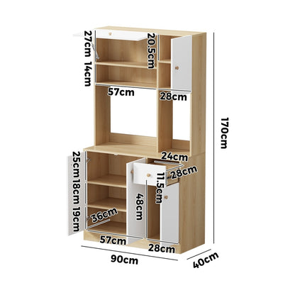 Oikiture Buffet Sideboard Storage Cabinet Kitchen Pantry Cupboard-Sideboard-PEROZ Accessories