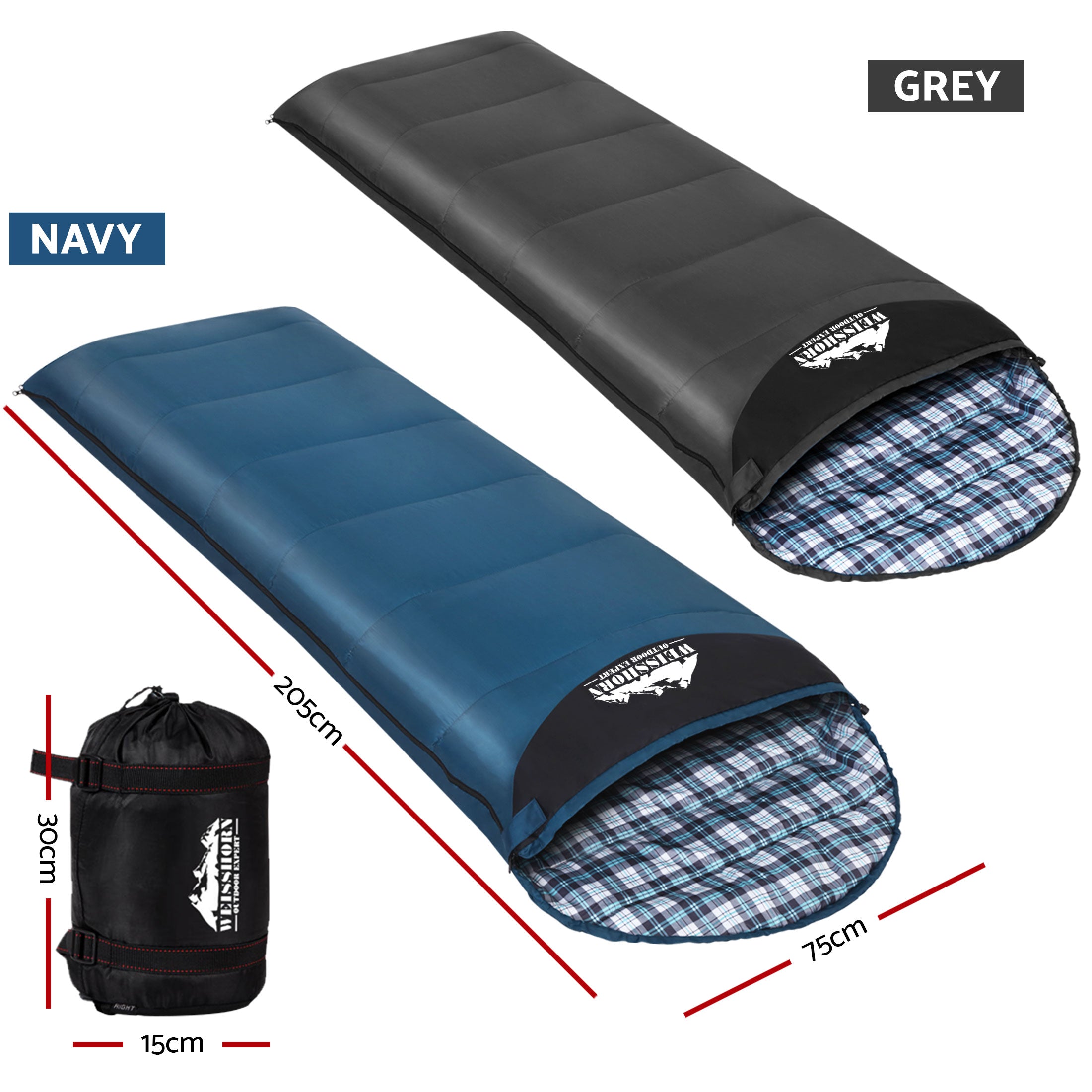 Weisshorn Sleeping Bag Set of 2 Single Thermal Camping Hiking Tent 0℃-Outdoor Recreation > Camping > Sleeping Bags-PEROZ Accessories