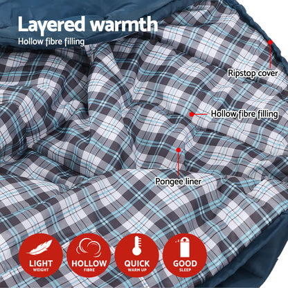 Weisshorn Sleeping Bag Set of 2 Single Thermal Camping Hiking Tent 0℃-Outdoor Recreation > Camping > Sleeping Bags-PEROZ Accessories