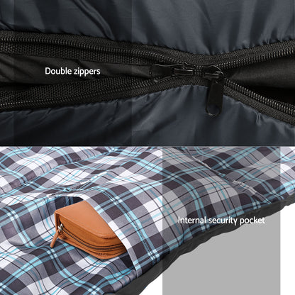 Weisshorn Sleeping Bag Set of 2 Single Thermal Camping Hiking Tent 0℃-Outdoor Recreation > Camping > Sleeping Bags-PEROZ Accessories