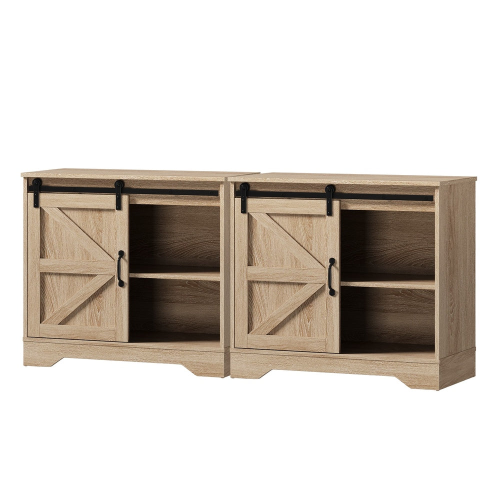 Oikiture 2x Buffet Sideboard Cabinet Storage Cupboard Oak-Sideboard-PEROZ Accessories