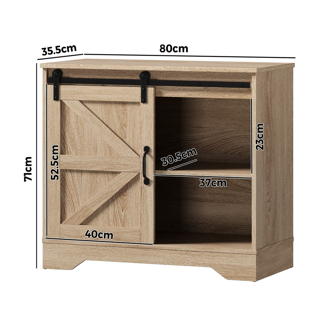 Oikiture 2x Buffet Sideboard Cabinet Storage Cupboard Oak-Sideboard-PEROZ Accessories