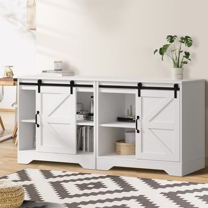 Oikiture 2x Buffet Sideboard Cabinet Storage Cupboard White-Sideboard-PEROZ Accessories