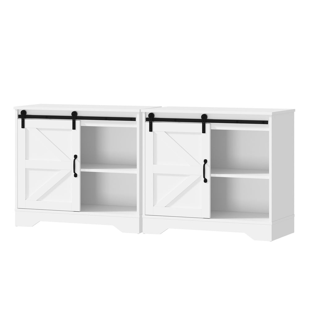 Oikiture 2x Buffet Sideboard Cabinet Storage Cupboard White-Sideboard-PEROZ Accessories