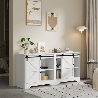 Oikiture 2x Buffet Sideboard Cabinet Storage Cupboard White-Sideboard-PEROZ Accessories