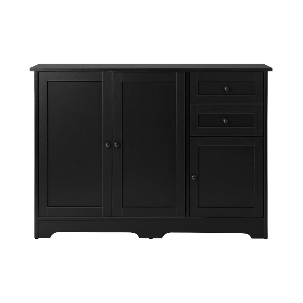 Oikiture Buffet Sideboard Kitchen Hallway Drawers Table Black-Sideboard-PEROZ Accessories