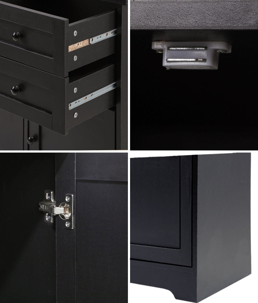Oikiture Buffet Sideboard Kitchen Hallway Drawers Table Black-Sideboard-PEROZ Accessories