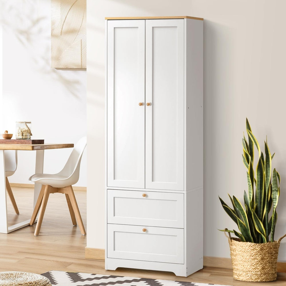 Oikiture Sideboard Buffet Cabinet with Display Shelf and Drawer Kitchen Storage Cupboard White-Sideboard-PEROZ Accessories