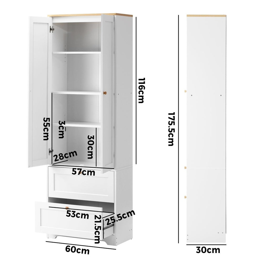 Oikiture 2x Buffet Sideboard Storage Cabinet Cupboard Hallway Wardrobe-Sideboard-PEROZ Accessories