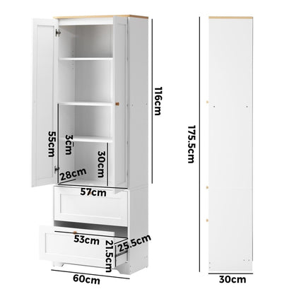 Oikiture 2x Buffet Sideboard Storage Cabinet Cupboard Hallway Wardrobe-Sideboard-PEROZ Accessories