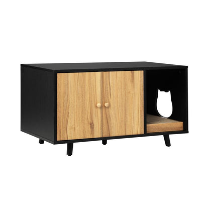 Alopet Cat Litter Box Enclosure Wooden Side Table Storage Cabinet W/ Scratcher-Sideboards-PEROZ Accessories