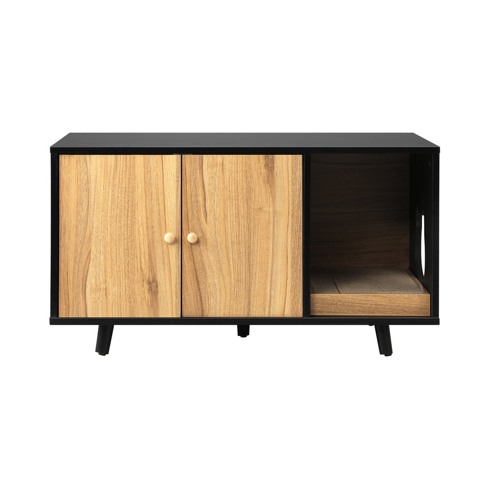 Alopet Cat Litter Box Enclosure Wooden Side Table Storage Cabinet W/ Scratcher-Sideboards-PEROZ Accessories