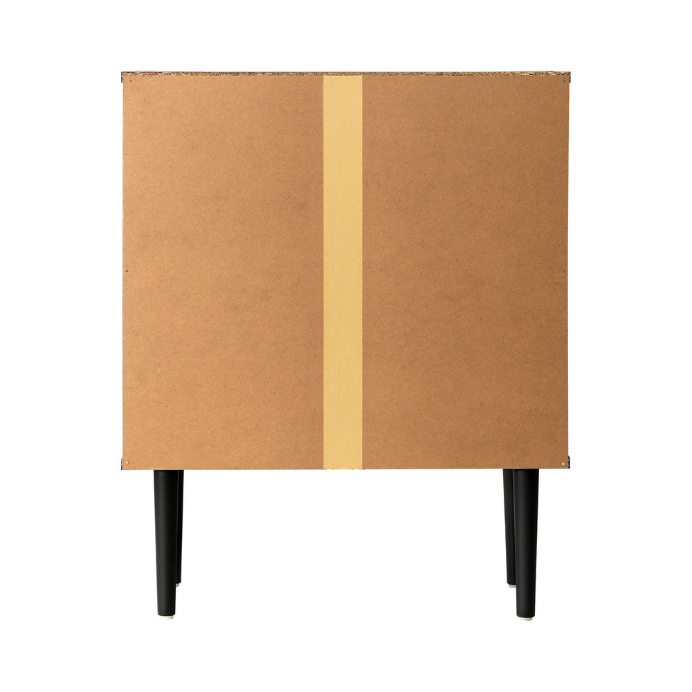 Oikiture 2x Sideboard Buffet Storage Cabinet Cupboard Black and Wood-Sideboard-PEROZ Accessories