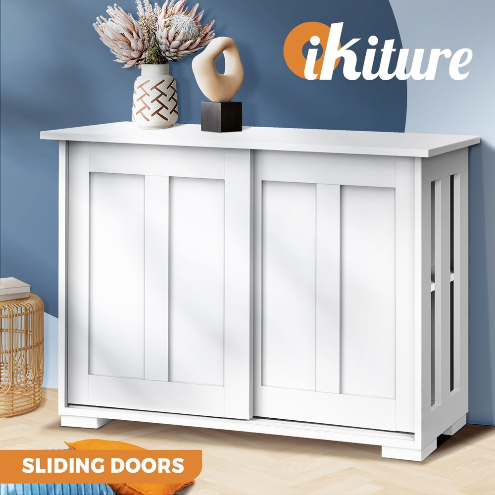 Oikiture Sideboard Buffet Side Hallway Table Floor Cabinets Desk Storage Cupboard Shelf Home Furniture _White-Sideboard-PEROZ Accessories