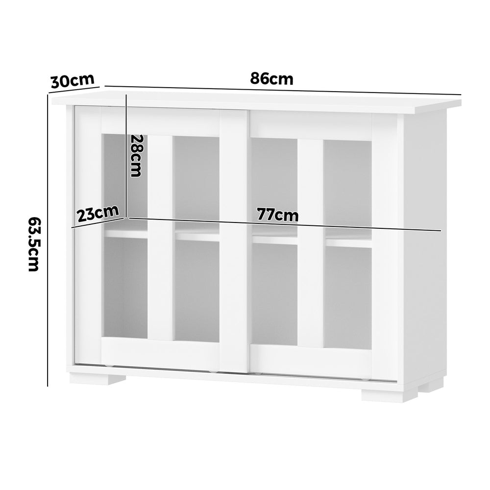Oikiture Sideboard Buffet Glass Sliding Door White-Sideboard-PEROZ Accessories