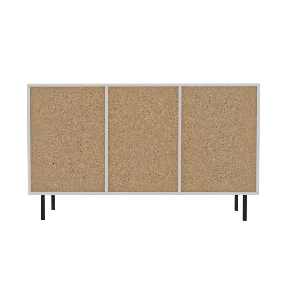 Oikiture Sideboard Buffet Tempered Glass Door 2 Drawers White-Sideboard-PEROZ Accessories