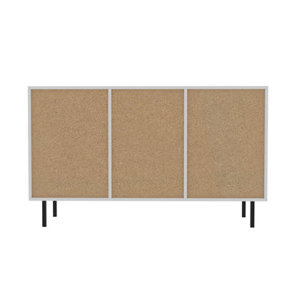 Oikiture Sideboard Buffet Tempered Glass Door 2 Drawers White-Sideboard-PEROZ Accessories