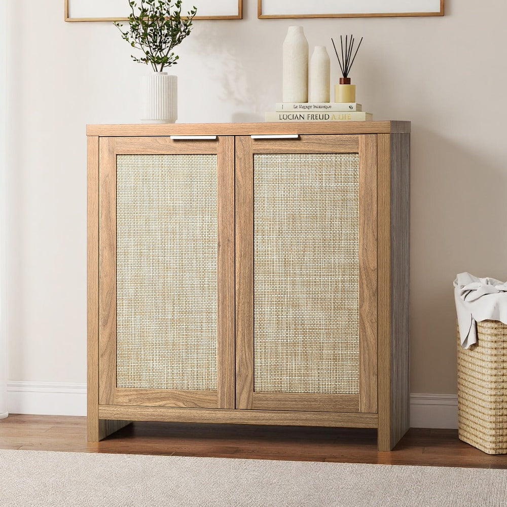 Oikiture Buffet Sideboard Rattan Storage Cabinet Kitchen Hallway Table-Sideboard-PEROZ Accessories