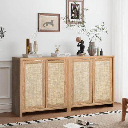 Oikiture Buffet Sideboard Rattan Storage Cabinet Kitchen Hallway Table-Sideboard-PEROZ Accessories