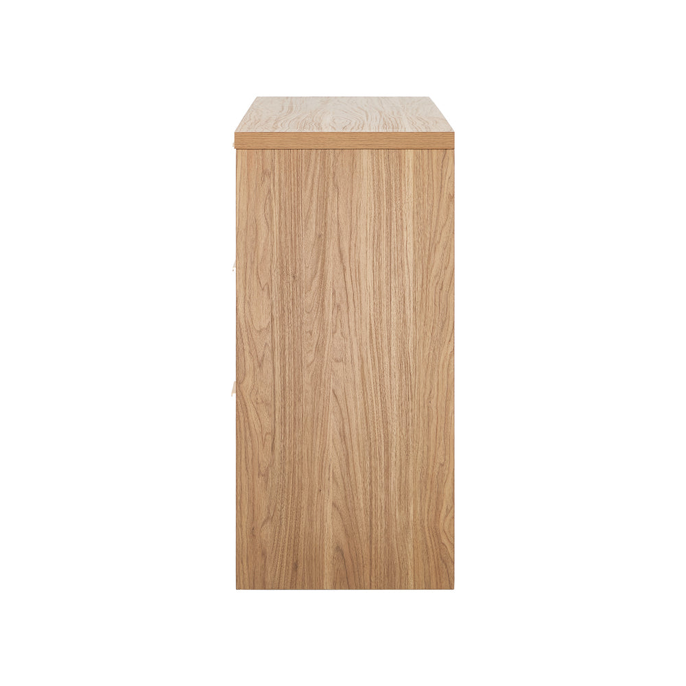 Oikiture Buffet Sideboard Cabinet Rattan 3 Drawer Hallway Table-Sideboard-PEROZ Accessories