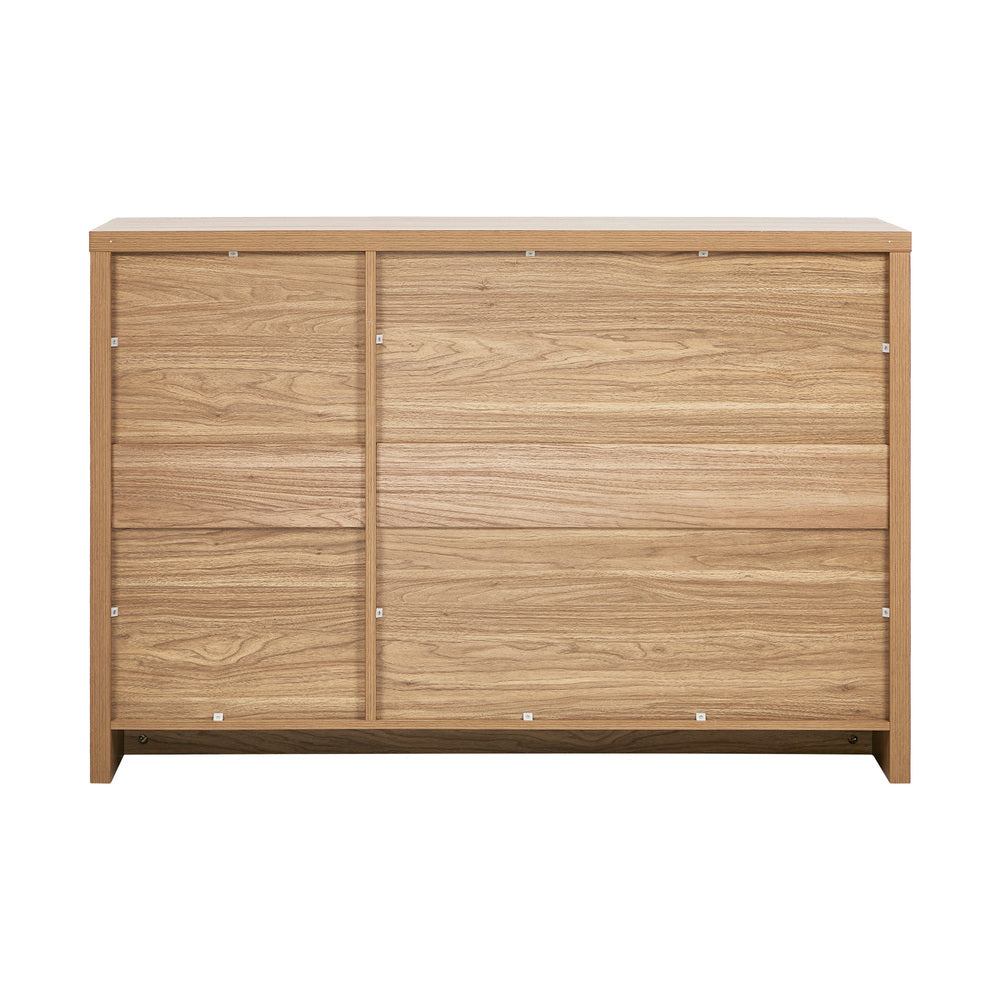 Oikiture Buffet Sideboard Cabinet Rattan 3 Drawer Hallway Table-Sideboard-PEROZ Accessories
