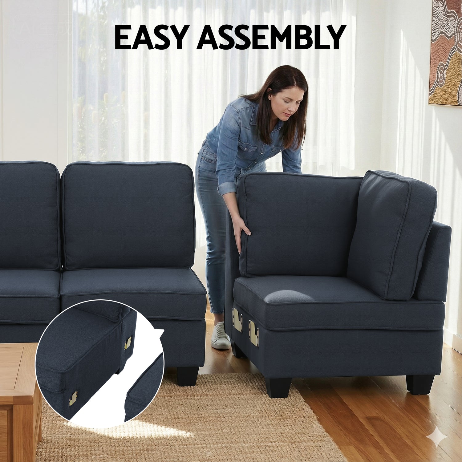 Artiss Modular Sofa Chaise Set 5-seater Dark Grey-Furniture > Sofas-PEROZ Accessories