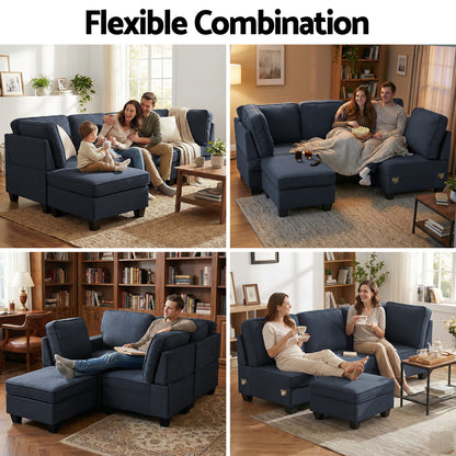 Artiss Modular Sofa Chaise Set 5-seater Dark Grey-Furniture > Sofas-PEROZ Accessories