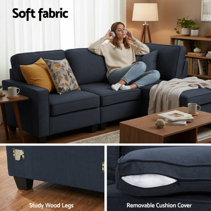 Artiss Modular Sofa Chaise Set 4-seater Dark Grey-Furniture > Sofas-PEROZ Accessories