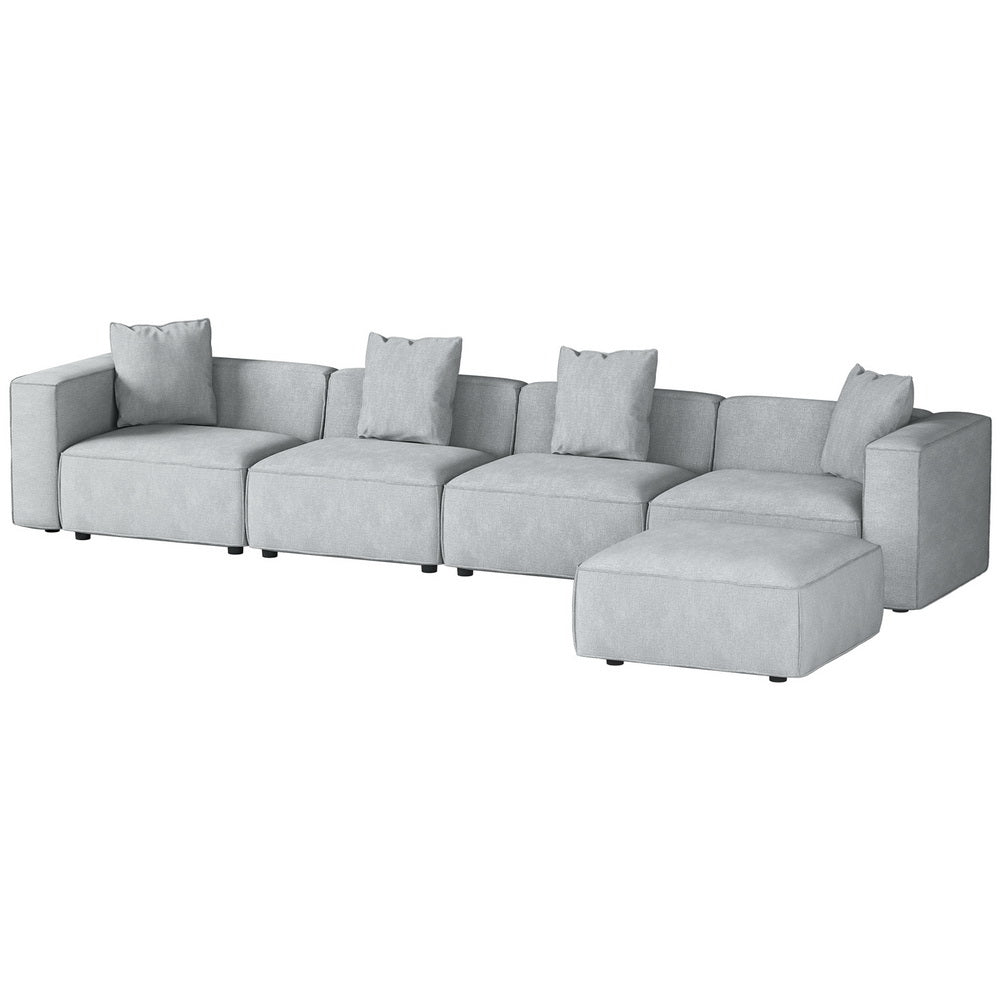 Artiss Modular Sofa Chaise Set 5-Seater Grey-Furniture &gt; Living Room-PEROZ Accessories