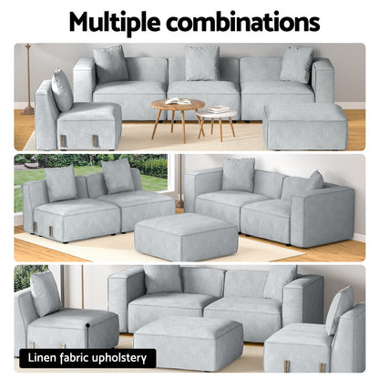 Artiss Modular Sofa Chaise Set 5-Seater Grey-Furniture &gt; Living Room-PEROZ Accessories