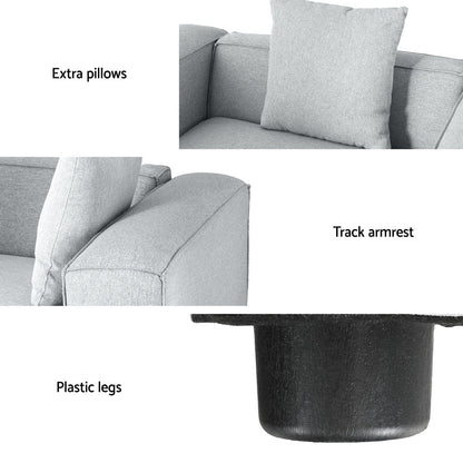 Artiss Modular Sofa Chaise Set 5-Seater Grey-Furniture &gt; Living Room-PEROZ Accessories