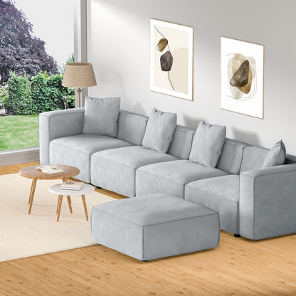 Artiss Modular Sofa Chaise Set 5-Seater Grey-Furniture &gt; Living Room-PEROZ Accessories