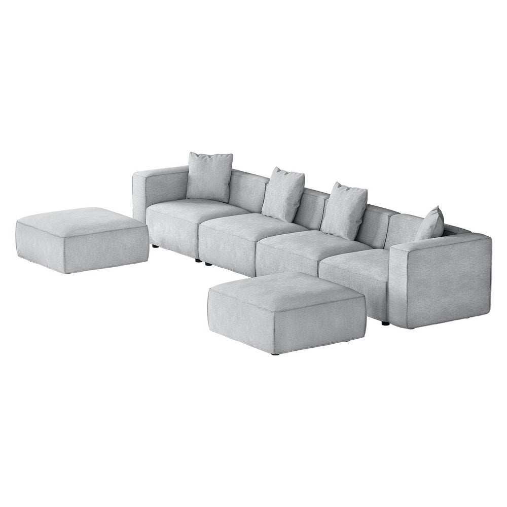 Artiss Modular Sofa Chaise Set 6-Seater Grey-Furniture &gt; Living Room-PEROZ Accessories