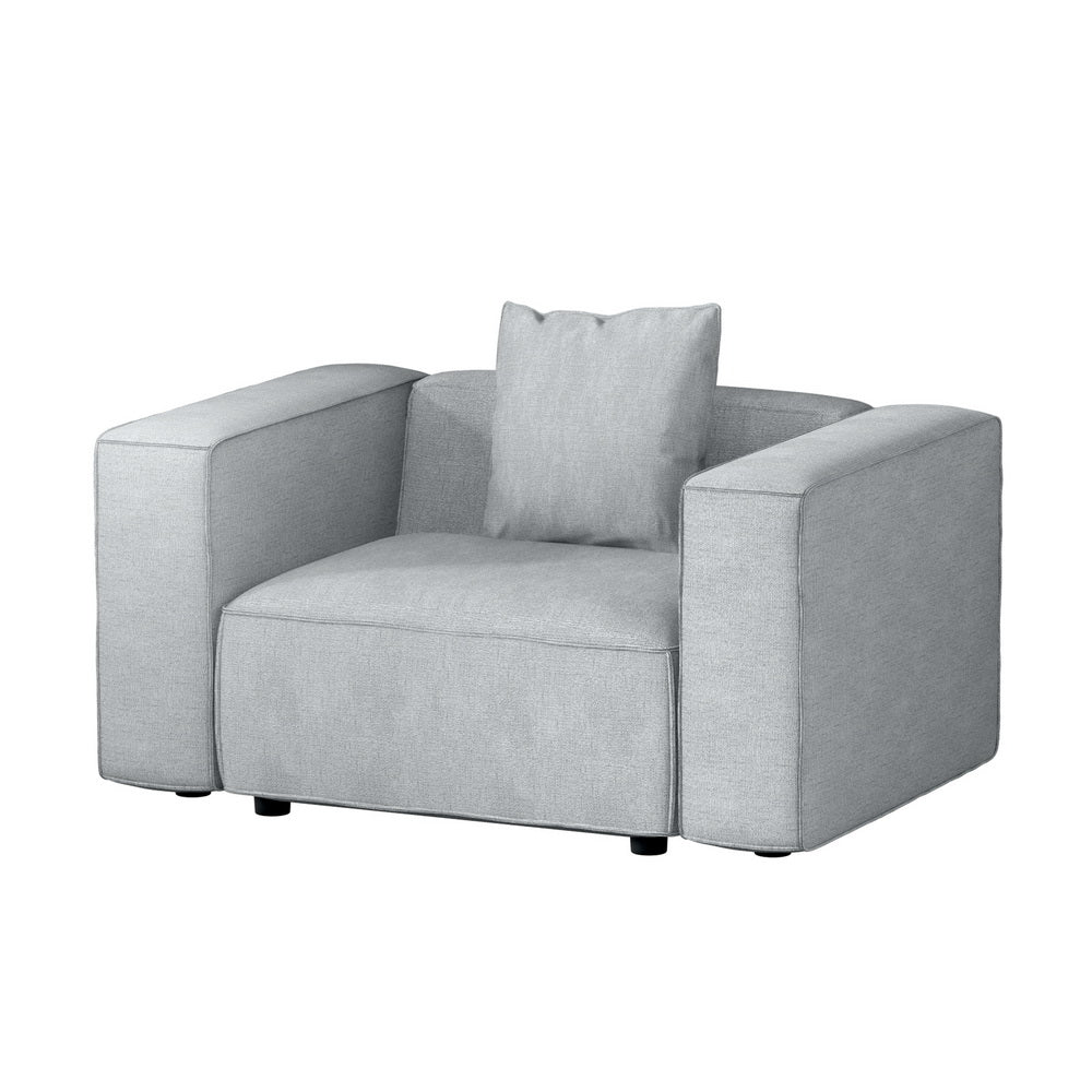 Artiss Modular Sofa Chaise Set 1-Seater Grey-Furniture &gt; Living Room-PEROZ Accessories