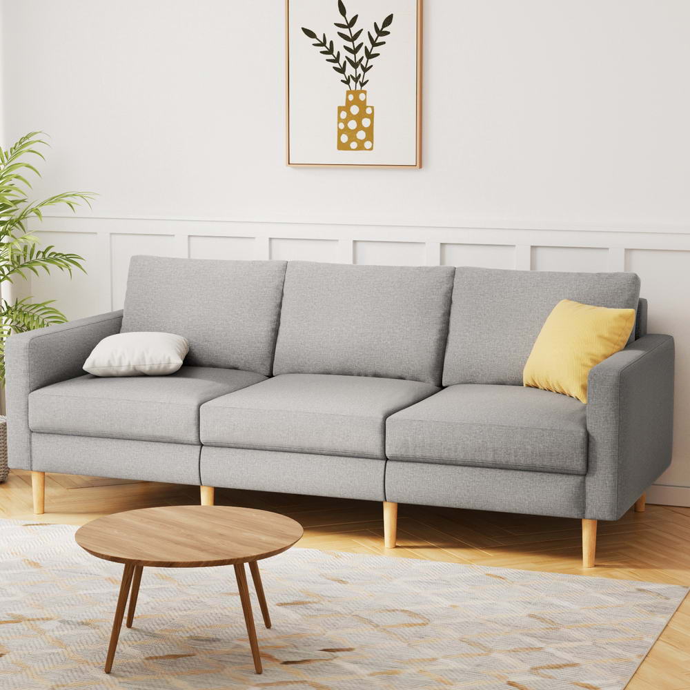 Artiss Sofa 3 Seater Extra Large Linen Fabric Grey-Furniture &gt; Sofas &gt; Sofas &amp; Sofa Beds-PEROZ Accessories