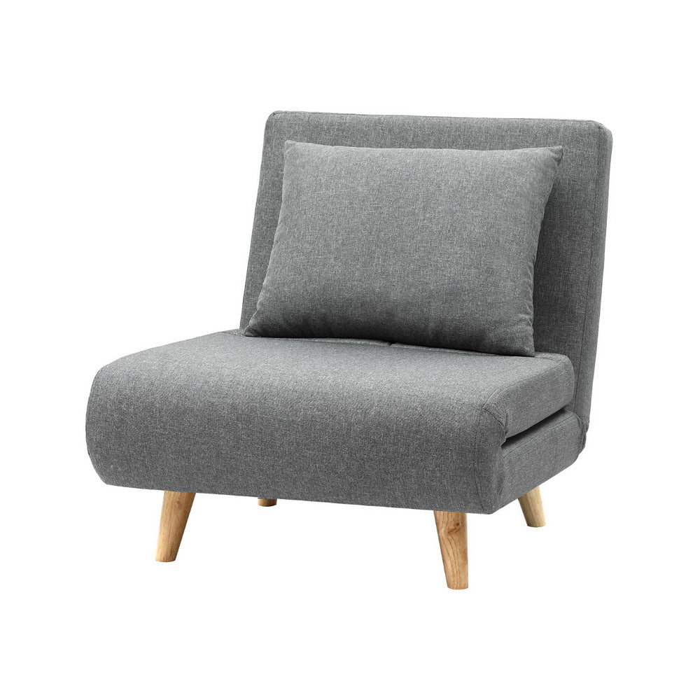 Artiss Sofa Bed Convertible Couch Recliner Lounge Chair Linen Grey-Furniture &gt; Sofas &gt; Sofas &amp; Sofa Beds-PEROZ Accessories