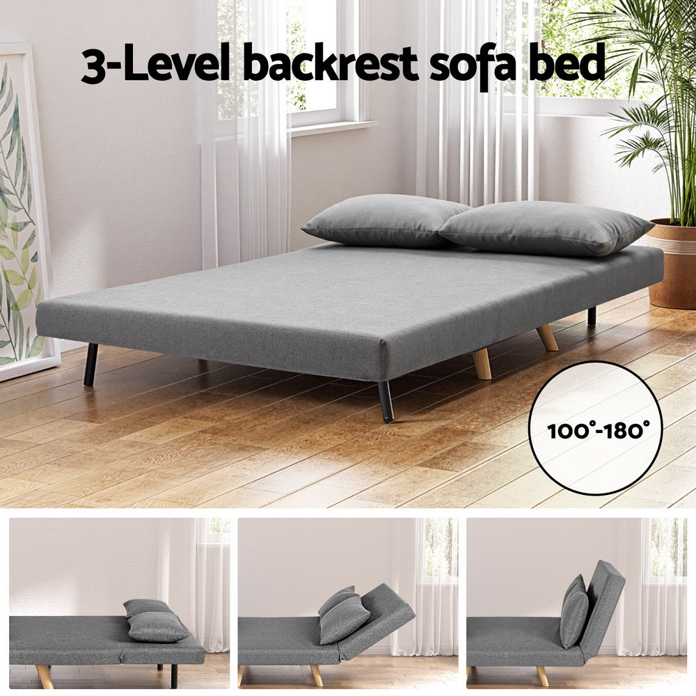 Artiss Sofa Bed 2 Seater Convertible Couch Recliner Lounge Chair Linen-Furniture &gt; Sofas &gt; Sofas &amp; Sofa Beds-PEROZ Accessories