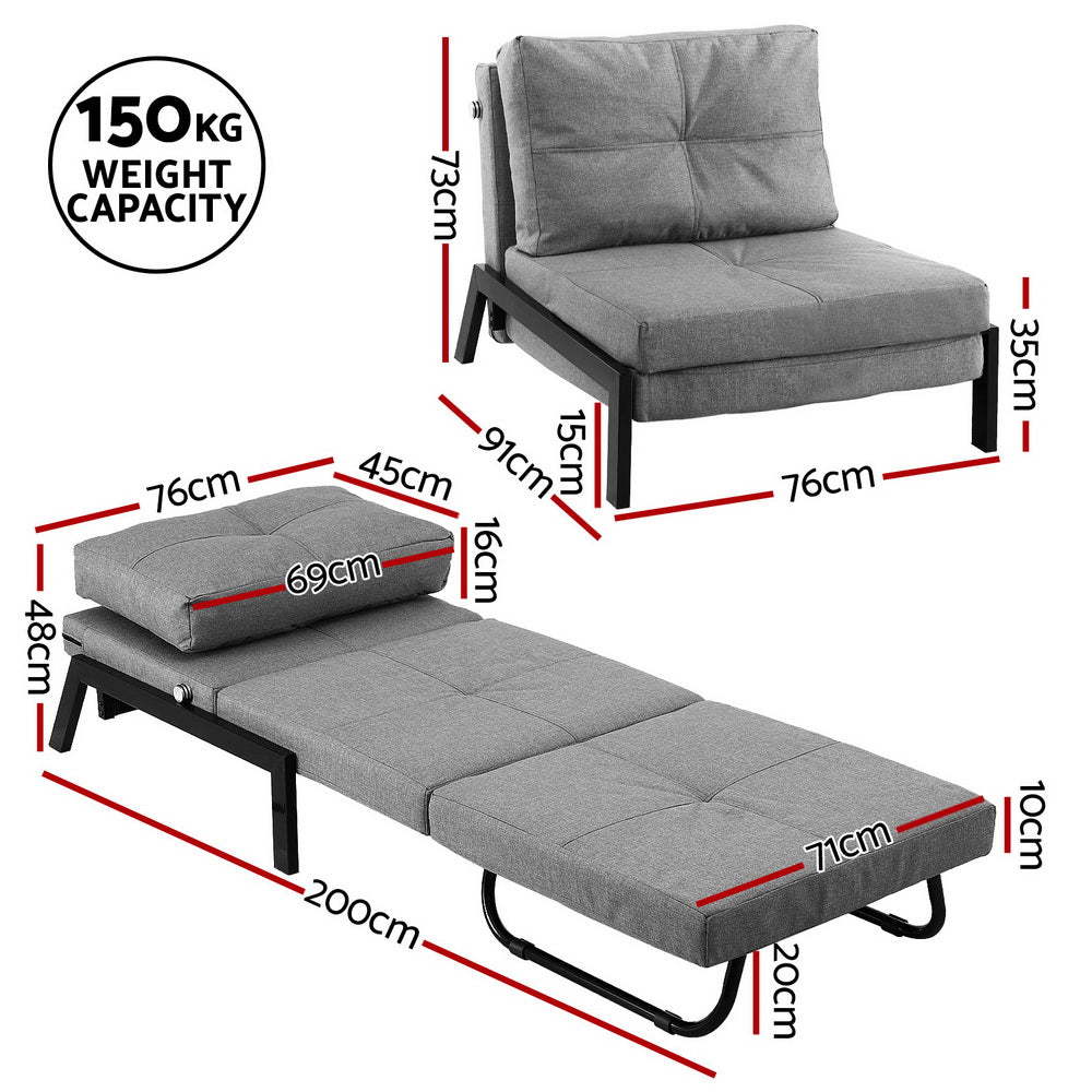 Artiss Sofa Bed Folding Convertible Couch Recliner Lounge Chair-Furniture &gt; Bar Stools &amp; Chairs &gt; Arm Chairs &amp; Recliners-PEROZ Accessories