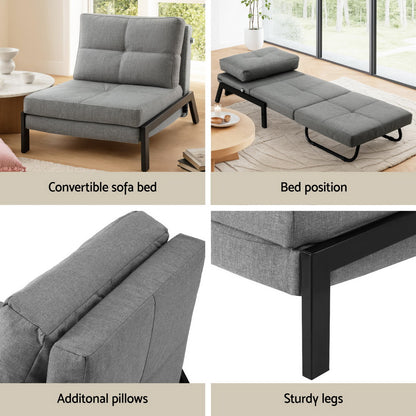 Artiss Sofa Bed Folding Convertible Couch Recliner Lounge Chair-Furniture &gt; Bar Stools &amp; Chairs &gt; Arm Chairs &amp; Recliners-PEROZ Accessories