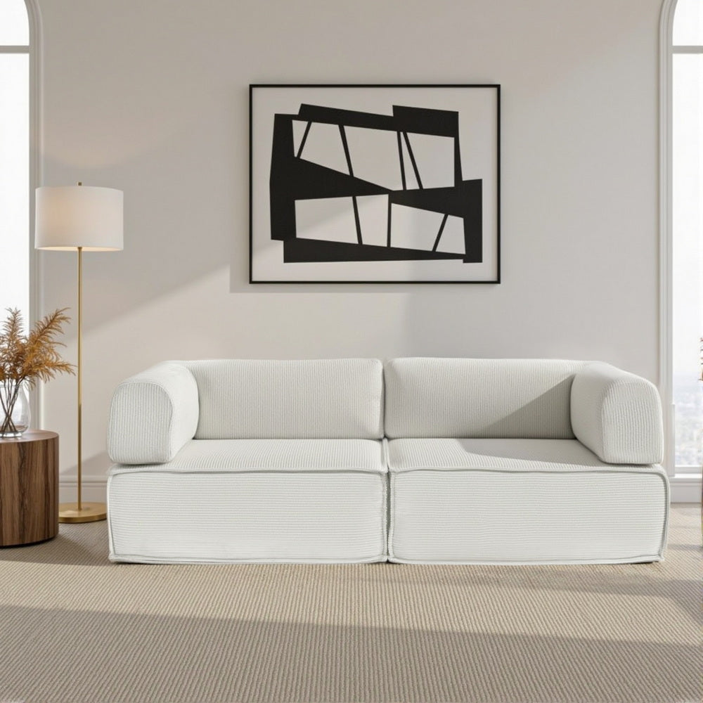 Artiss Convertible Folding Sofa Bed Beign-Furniture > Sofas > Sofas &amp; Sofa Beds-PEROZ Accessories