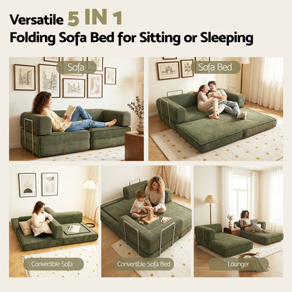 Artiss Convertible Folding Sofa Bed Green-Furniture > Sofas > Sofas &amp; Sofa Beds-PEROZ Accessories