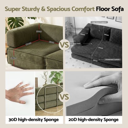 Artiss Convertible Folding Sofa Bed Green-Furniture > Sofas > Sofas &amp; Sofa Beds-PEROZ Accessories