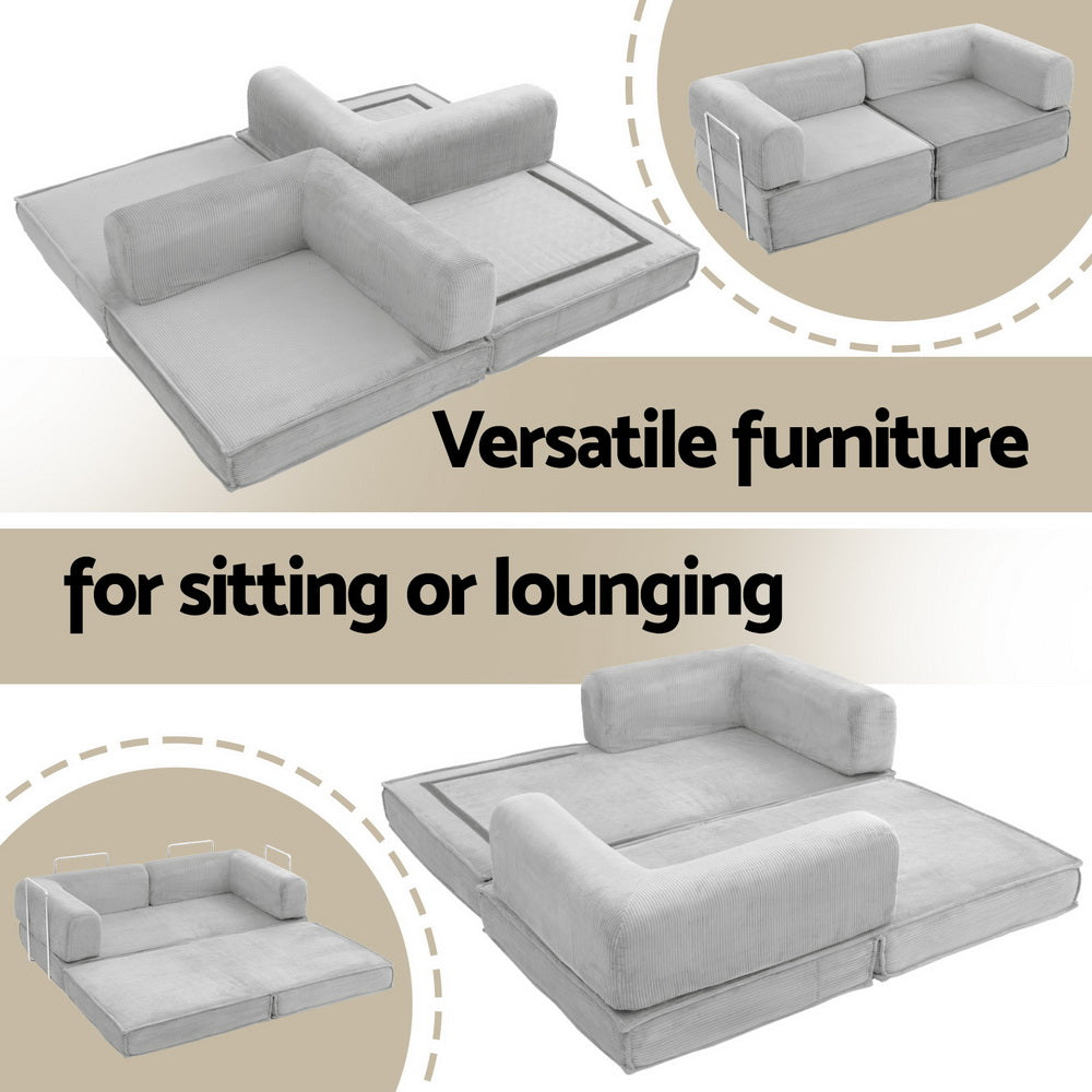 Artiss Convertible Folding Sofa Bed Grey-Furniture &gt; Sofas &gt; Sofas &amp; Sofa Beds-PEROZ Accessories