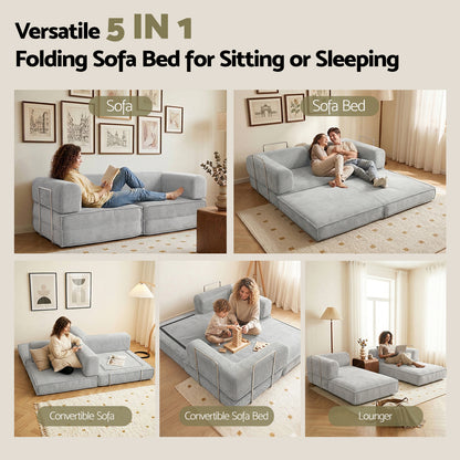 Artiss Convertible Folding Sofa Bed Grey-Furniture > Sofas > Sofas &amp; Sofa Beds-PEROZ Accessories
