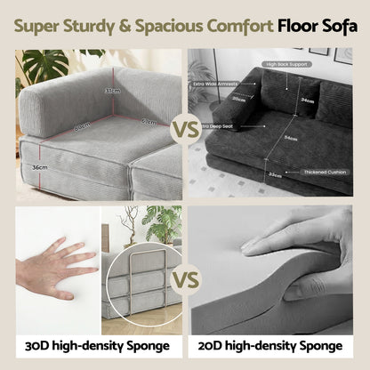 Artiss Convertible Folding Sofa Bed Grey-Furniture > Sofas > Sofas &amp; Sofa Beds-PEROZ Accessories
