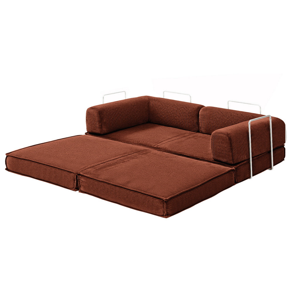 Artiss Convertible Folding Sofa Bed Orange-Furniture > Sofas > Sofas &amp; Sofa Beds-PEROZ Accessories