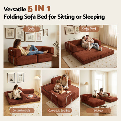 Artiss Convertible Folding Sofa Bed Orange-Furniture > Sofas > Sofas &amp; Sofa Beds-PEROZ Accessories