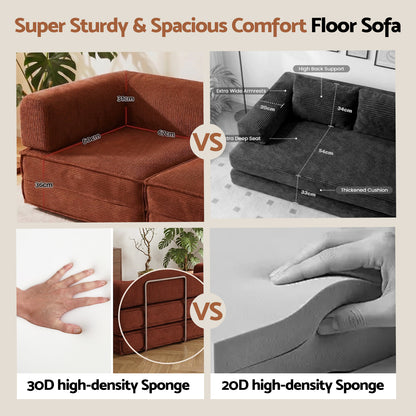 Artiss Convertible Folding Sofa Bed Orange-Furniture > Sofas > Sofas &amp; Sofa Beds-PEROZ Accessories